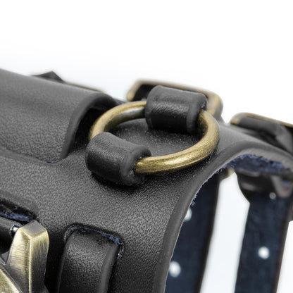 Boniskiss Leather Cuff Watches Gothic Leathernk Style Mens Wrist Watch 74MM Wide