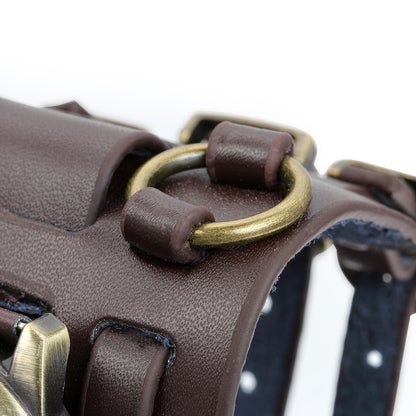 Boniskiss Leather Cuff Watches Gothic Leathernk Style Mens Wrist Watch 74MM Wide