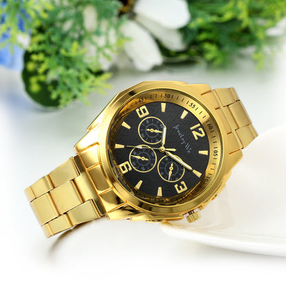 Boniskiss Men Gold Tone Stainless Steel Quartz Wrist Watch Birthday Gift