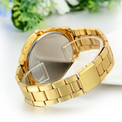 Boniskiss Men Gold Tone Stainless Steel Quartz Wrist Watch Birthday Gift