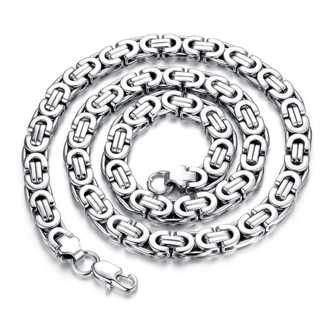 Boniskiss Biker Men's Durable Stainless Steel Link Necklace Chain 22.4 inch, Silver