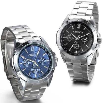 Boniskiss Mens Stainless Steel Classic Wrist Watch Blue Dial