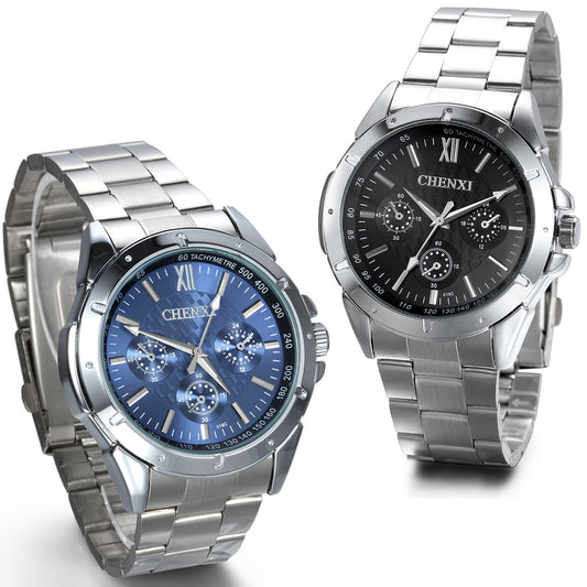 Boniskiss Mens Stainless Steel Classic Wrist Watch Blue Dial