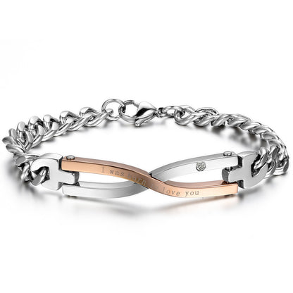 Conjunto de pulseras de acero inoxidable con eslabones infinitos "I Was Born to Love You" de Boniskiss, regalo de San Valentín.