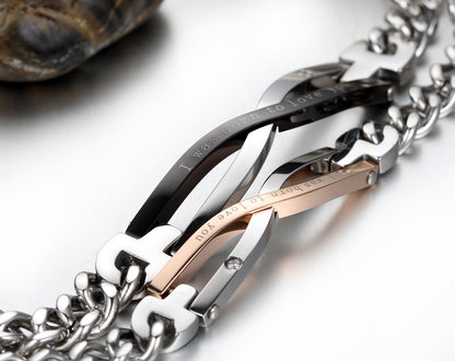 Conjunto de pulseras de acero inoxidable con eslabones infinitos "I Was Born to Love You" de Boniskiss, regalo de San Valentín.