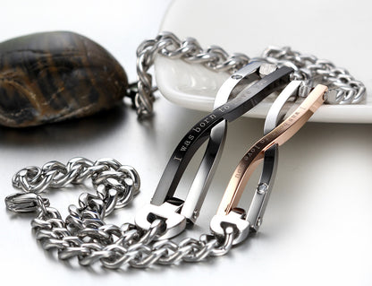Conjunto de pulseras de acero inoxidable con eslabones infinitos "I Was Born to Love You" de Boniskiss, regalo de San Valentín.