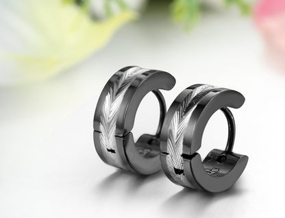 Boniskiss  Stainless Steel 2 Tone Huggie Earrings Mens Hoop Earrings