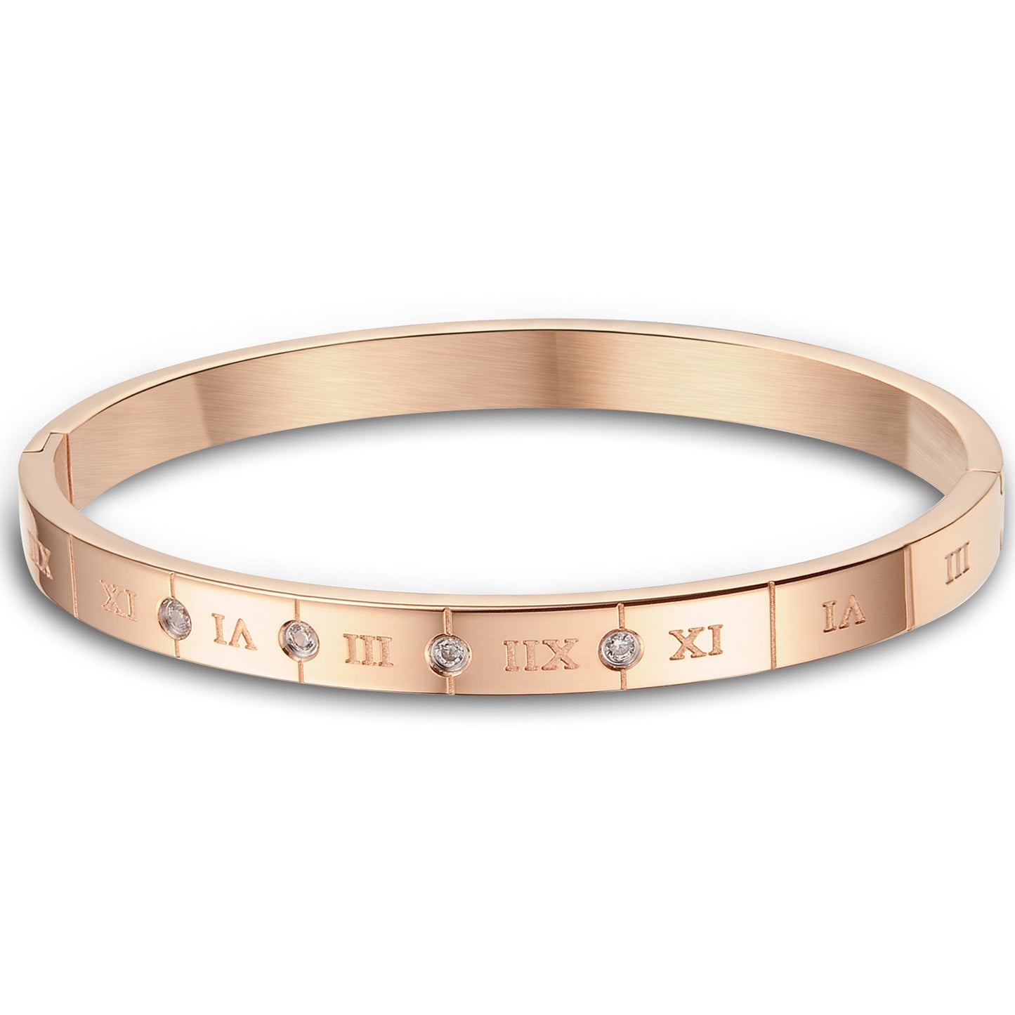 Pulseras Boniskiss de acero inoxidable para hombre y mujer, con números romanos clásicos.