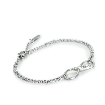 Boniskiss Womens Stainless Steel CZ Infinity Bracelet Necklace Jewelry Set, Ideal Gift for Wife, Girlfriend, Lover