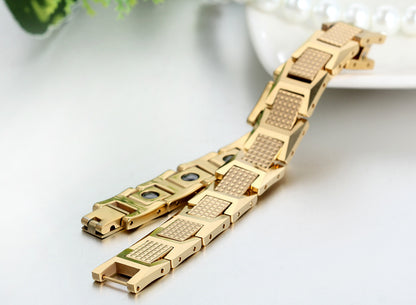 Boniskiss Mens Charm Fashion Tungsten Steel Bracelet Gold