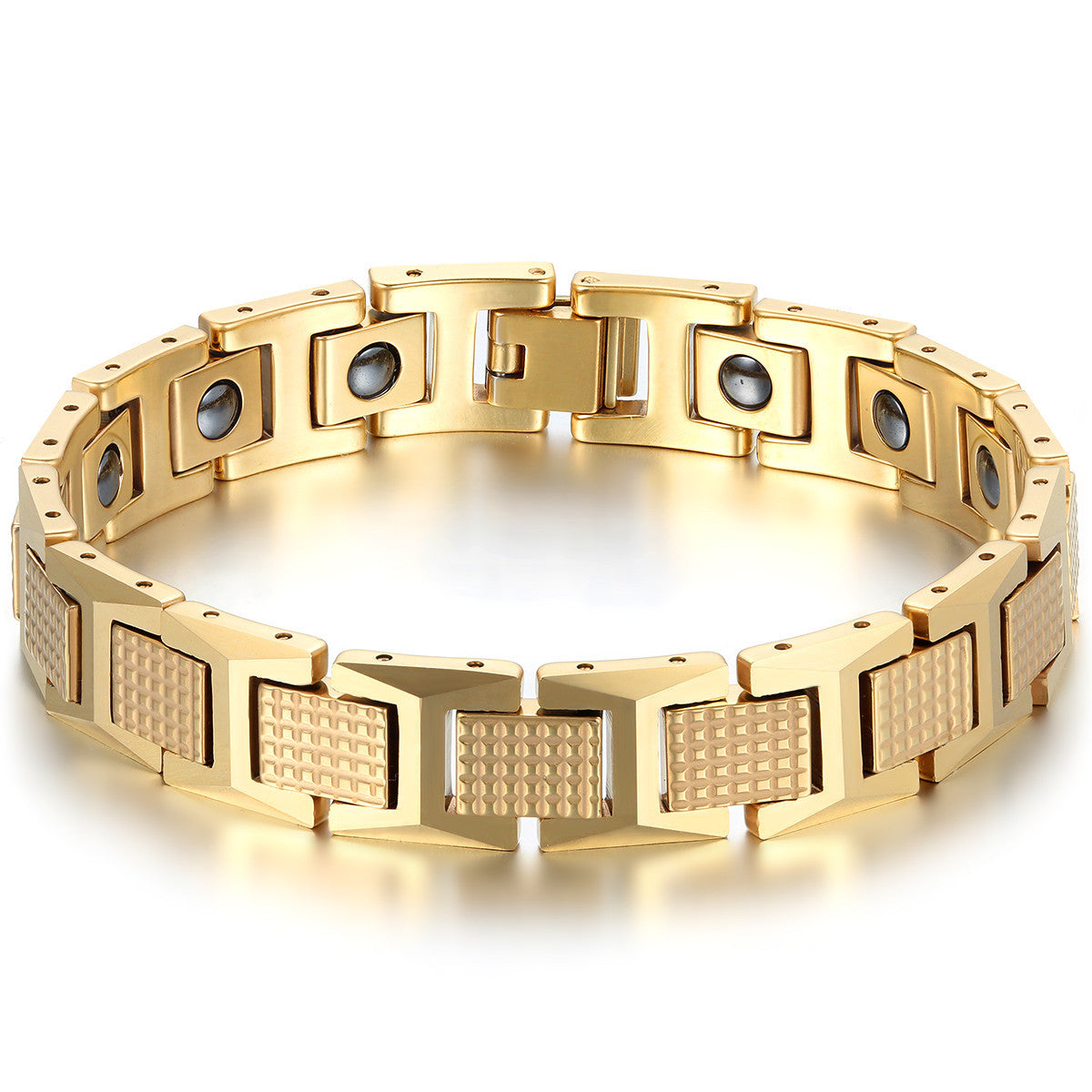 Boniskiss Mens Charm Fashion Tungsten Steel Bracelet Gold