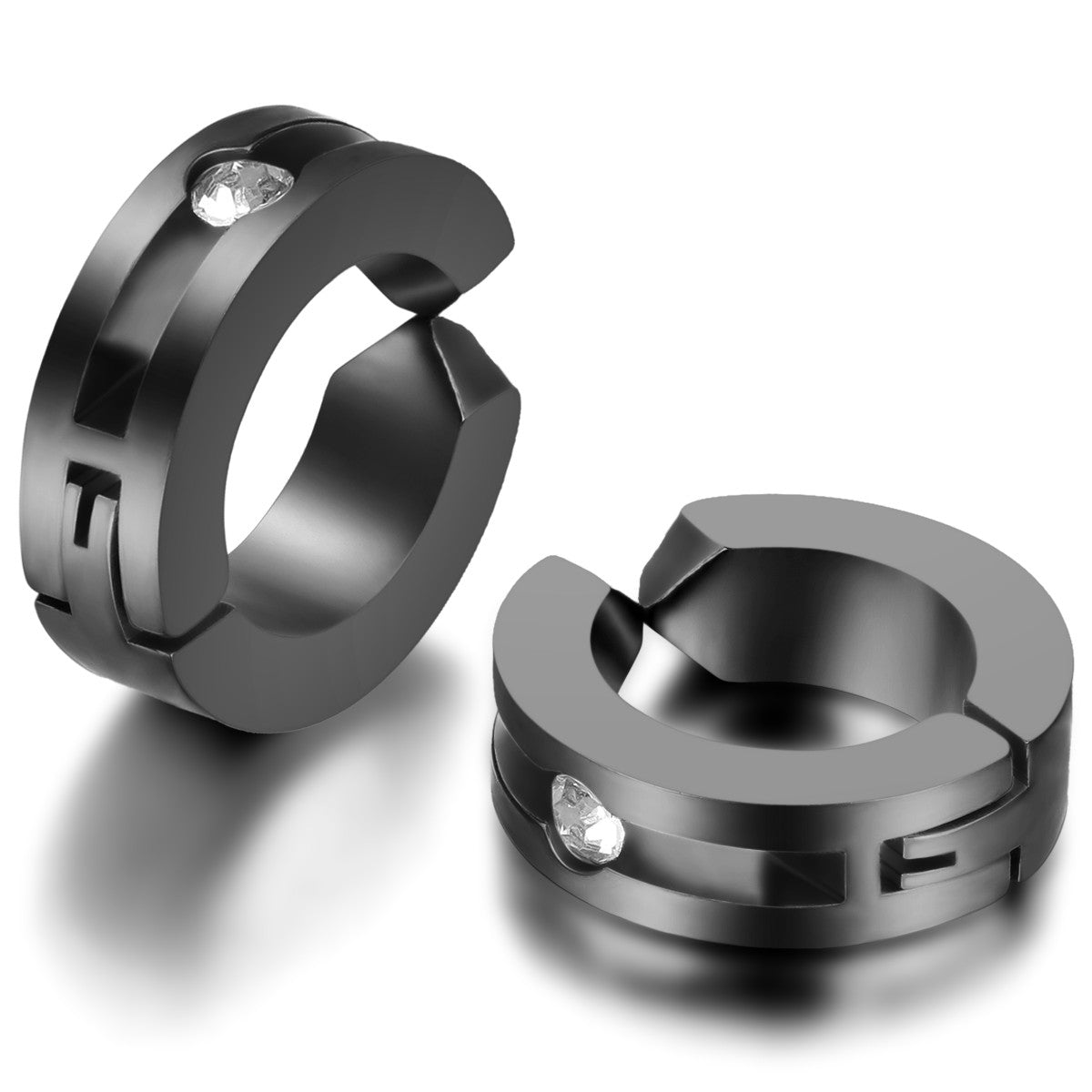 Boniskiss Stainless Steel Non-Piercing Clip on Hoop Hinged Huggie Earrings