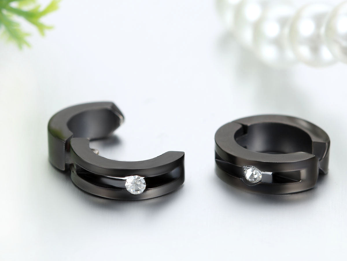 Boniskiss Stainless Steel Non-Piercing Clip on Hoop Hinged Huggie Earrings