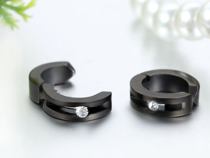 Boniskiss Stainless Steel Non-Piercing Clip on Hoop Hinged Huggie Earrings