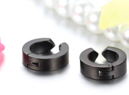 Boniskiss Huggie Hinged Hoop Earrings Non-piercing Clip on Earrings Unisex