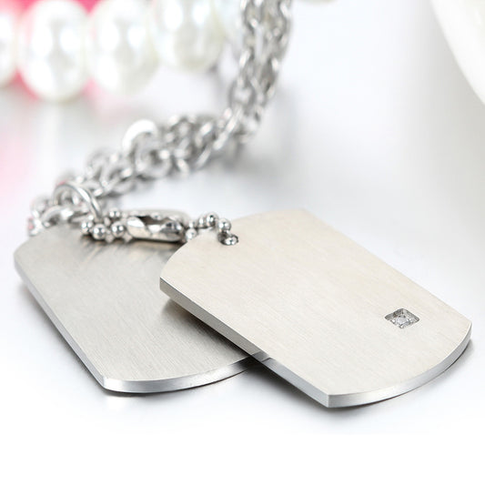 Personalized Engraved Stainless Steel Necklace with Plain Pendant - Boniskiss