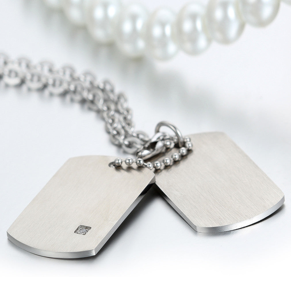 Personalized Engraved Stainless Steel Necklace with Plain Pendant - Boniskiss