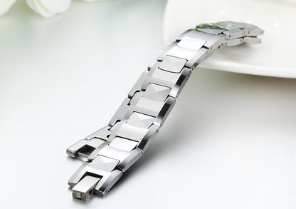 Boniskiss Punk Men's Heavy Magnetic Therapy Beads Tungsten Bracelet Link Wrist 8.4, Silver