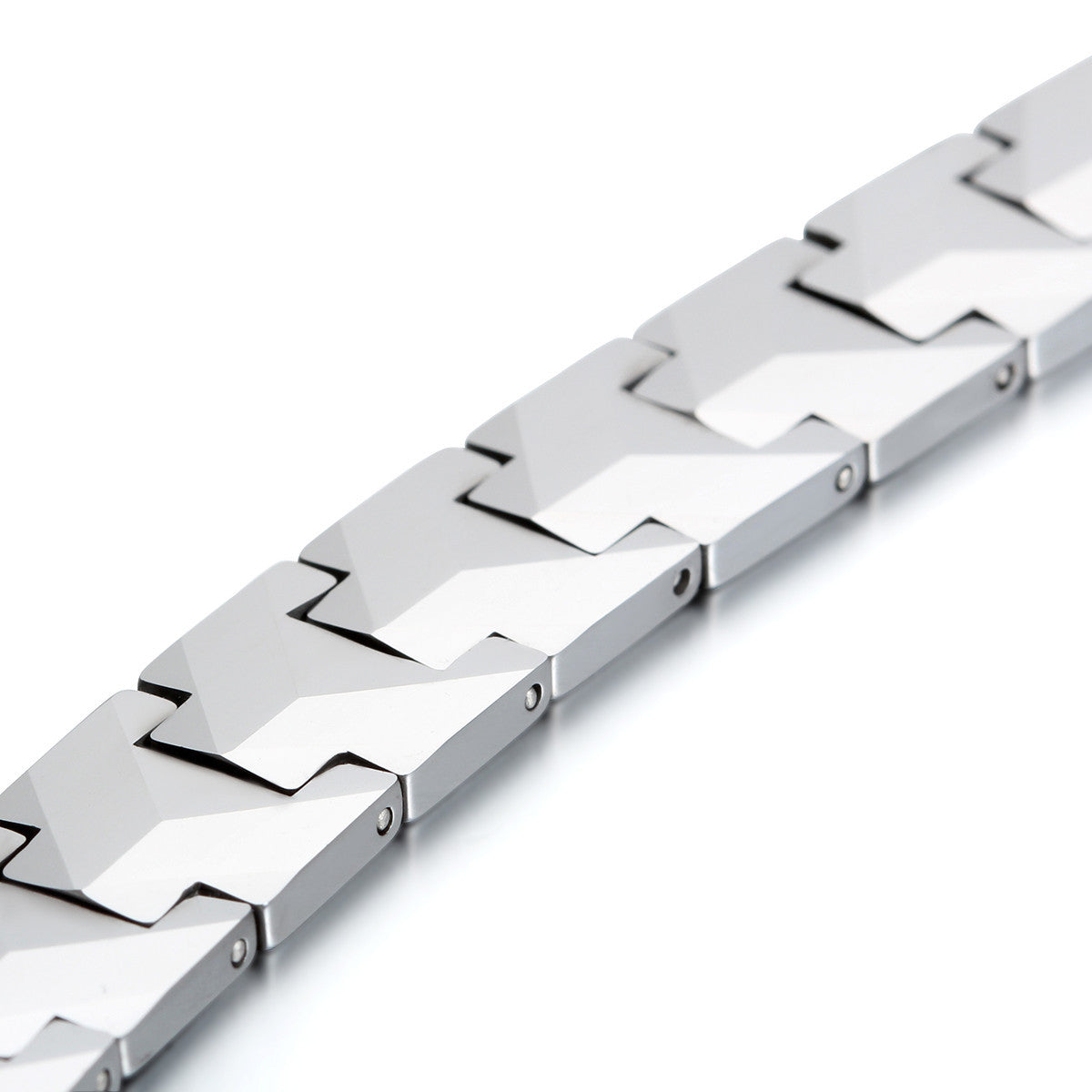 Boniskiss Punk Men's Heavy Magnetic Therapy Beads Tungsten Bracelet Link Wrist 8.4, Silver