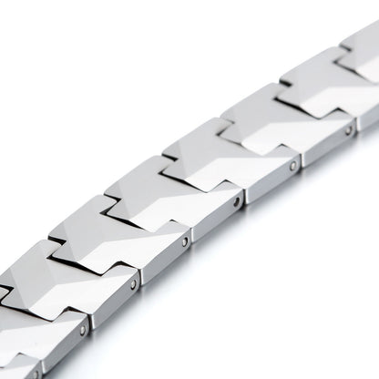 Boniskiss Punk Men's Heavy Magnetic Therapy Beads Tungsten Bracelet Link Wrist 8.4, Silver