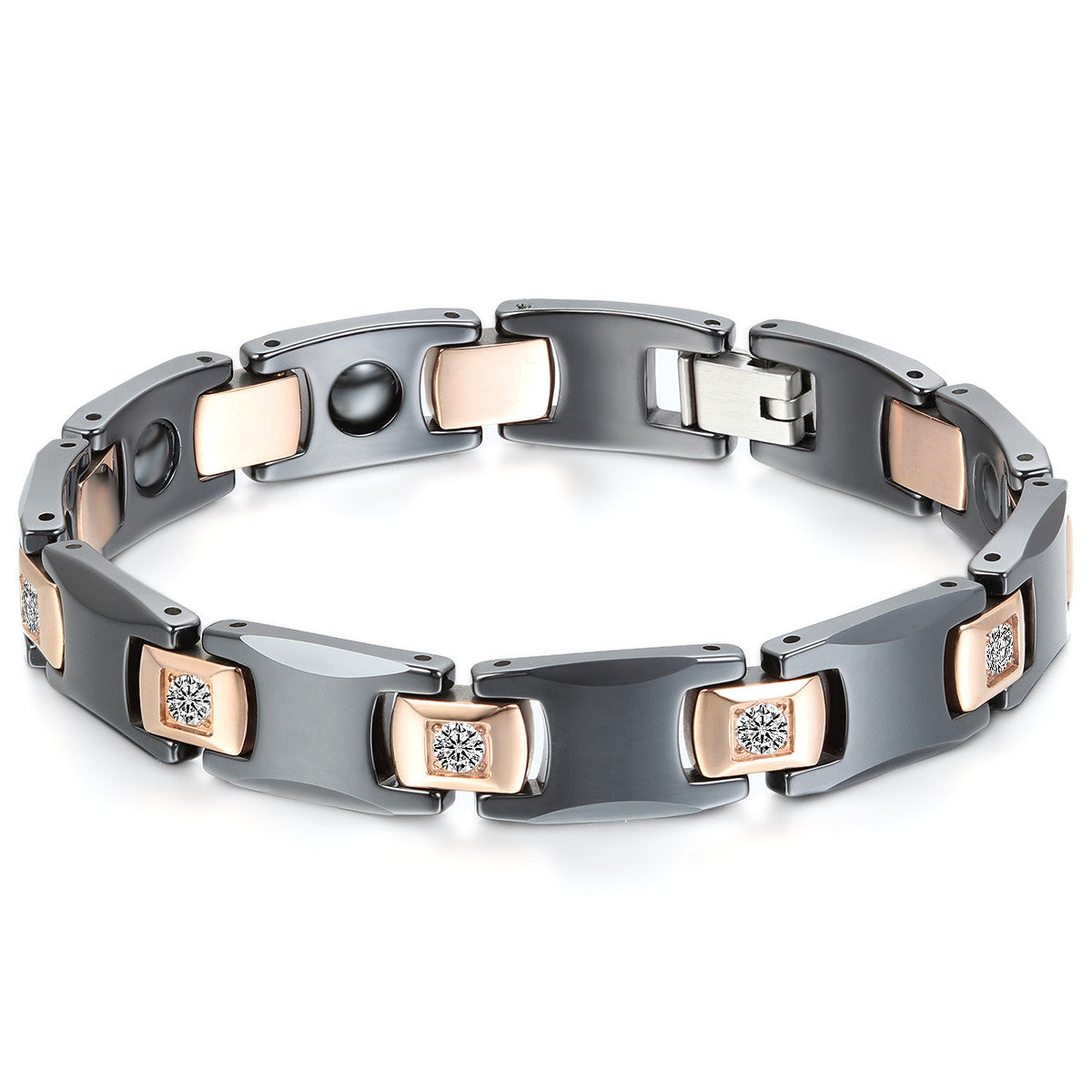 Boniskiss Ceramic Stainless Steel Bracelet Black Gold 10mm