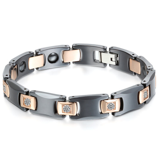 Boniskiss Ceramic Stainless Steel Bracelet Black Gold 10mm