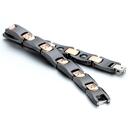 Boniskiss Ceramic Stainless Steel Bracelet Black Gold 10mm