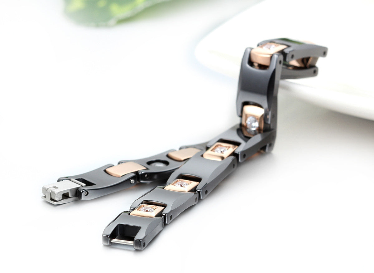 Boniskiss Ceramic Stainless Steel Bracelet Black Gold 10mm