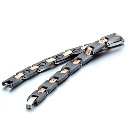 Boniskiss Ceramic Stainless Steel Bracelet Black Gold 8mm