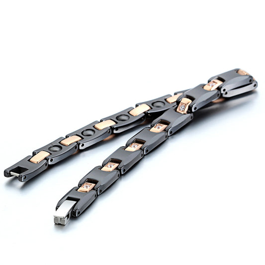 Boniskiss Ceramic Stainless Steel Bracelet Black Gold 8mm