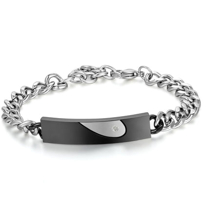 Boniskiss Stianless Steel Couples Bracelet ¡°keep me in your heart¡±