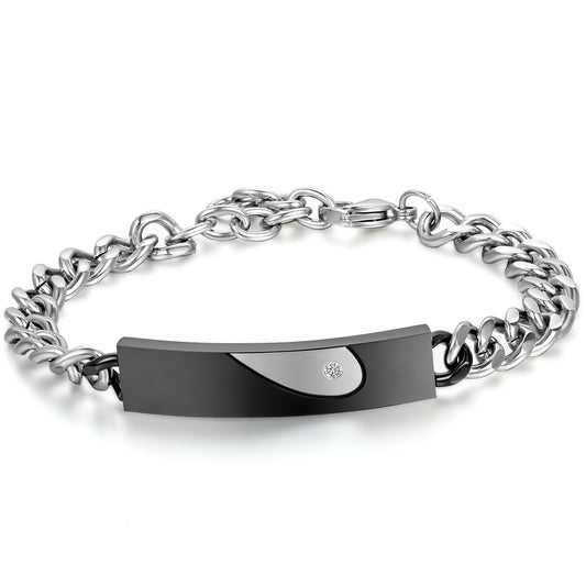 Boniskiss Stianless Steel Couples Bracelet ¡°keep me in your heart¡±