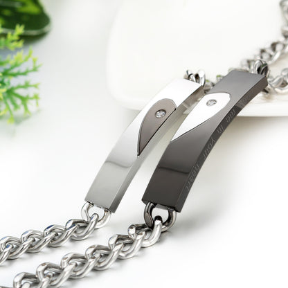 Boniskiss Stianless Steel Couples Bracelet ¡°keep me in your heart¡±