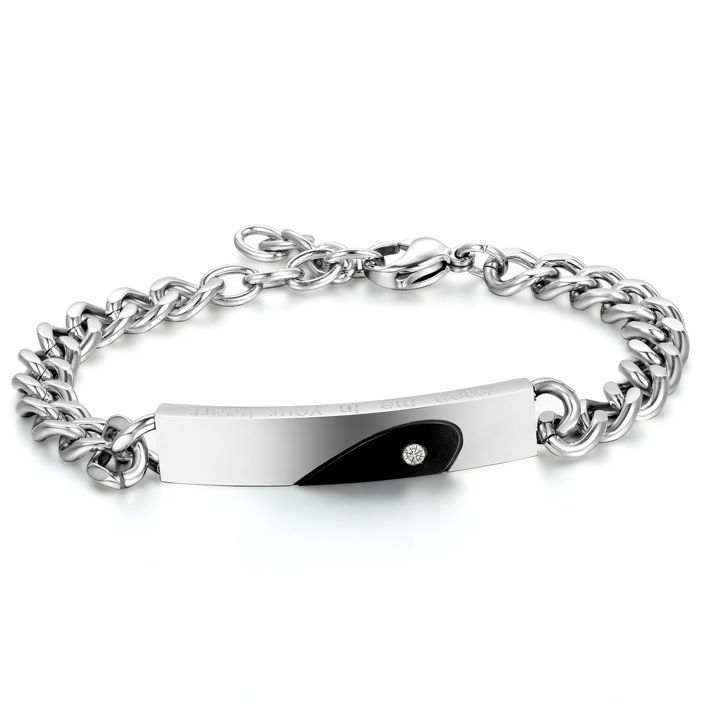 Boniskiss Stianless Steel Couples Bracelet ¡°keep me in your heart¡±