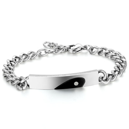 Boniskiss Stianless Steel Couples Bracelet ¡°keep me in your heart¡±