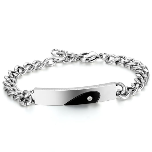 Boniskiss Stianless Steel Couples Bracelet ¡°keep me in your heart¡±