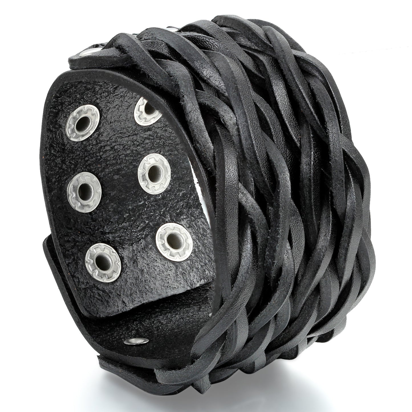 Boniskiss Men Women Punk Adjustable Wide Leather Wristband Cuff Wrap Bracelet Bangle