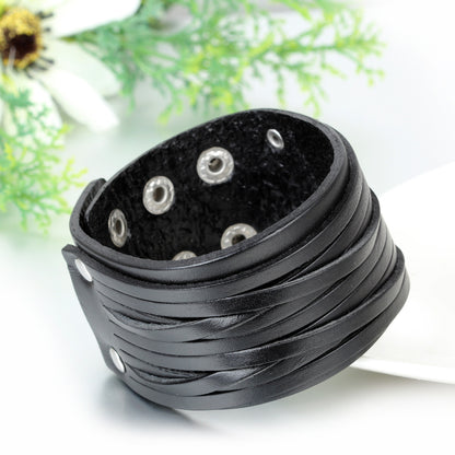 Boniskiss Wide Leather Mens Bangle Cuff Bracelet Punk Rock