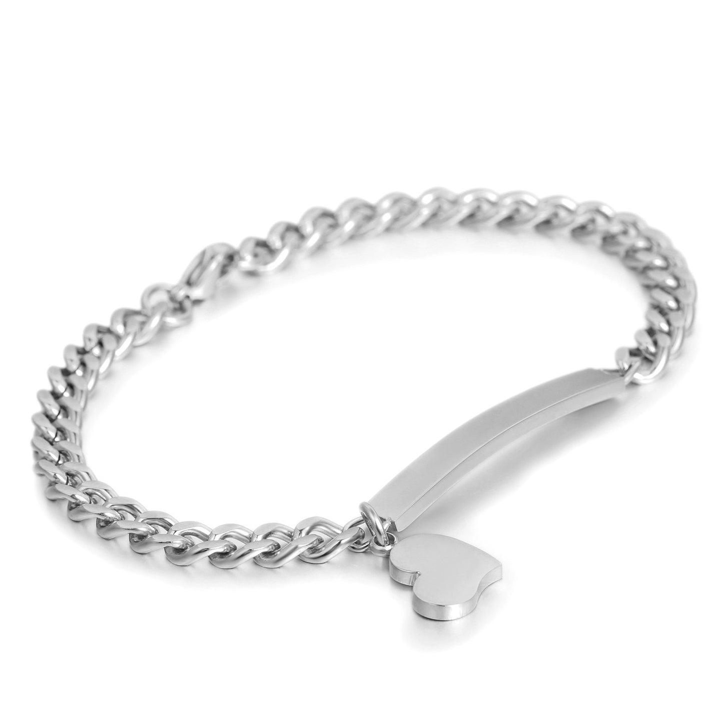 Boniskiss Stainless Steel Women Bracelet with Heart  Pendant