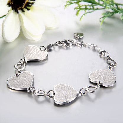 Boniskiss Stainless Steel Bracelet with Corss Heart for Women