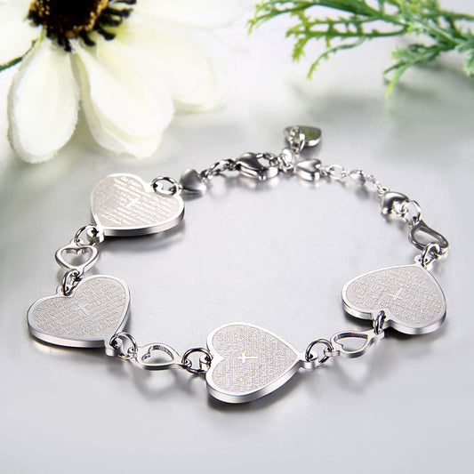 Boniskiss Stainless Steel Bracelet with Corss Heart for Women