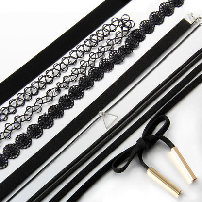 Boniskiss Velvet Choker Necklaces Set 6PCS Black