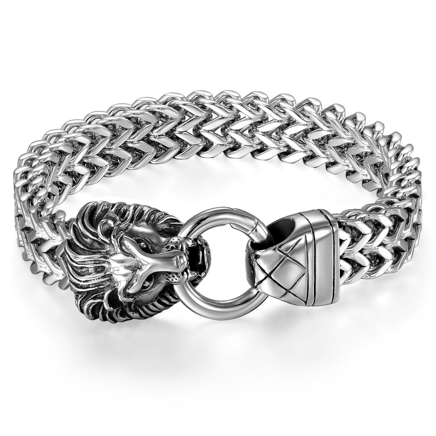 Boniskiss Stainless Steel Bracelet with Lion Head for Men