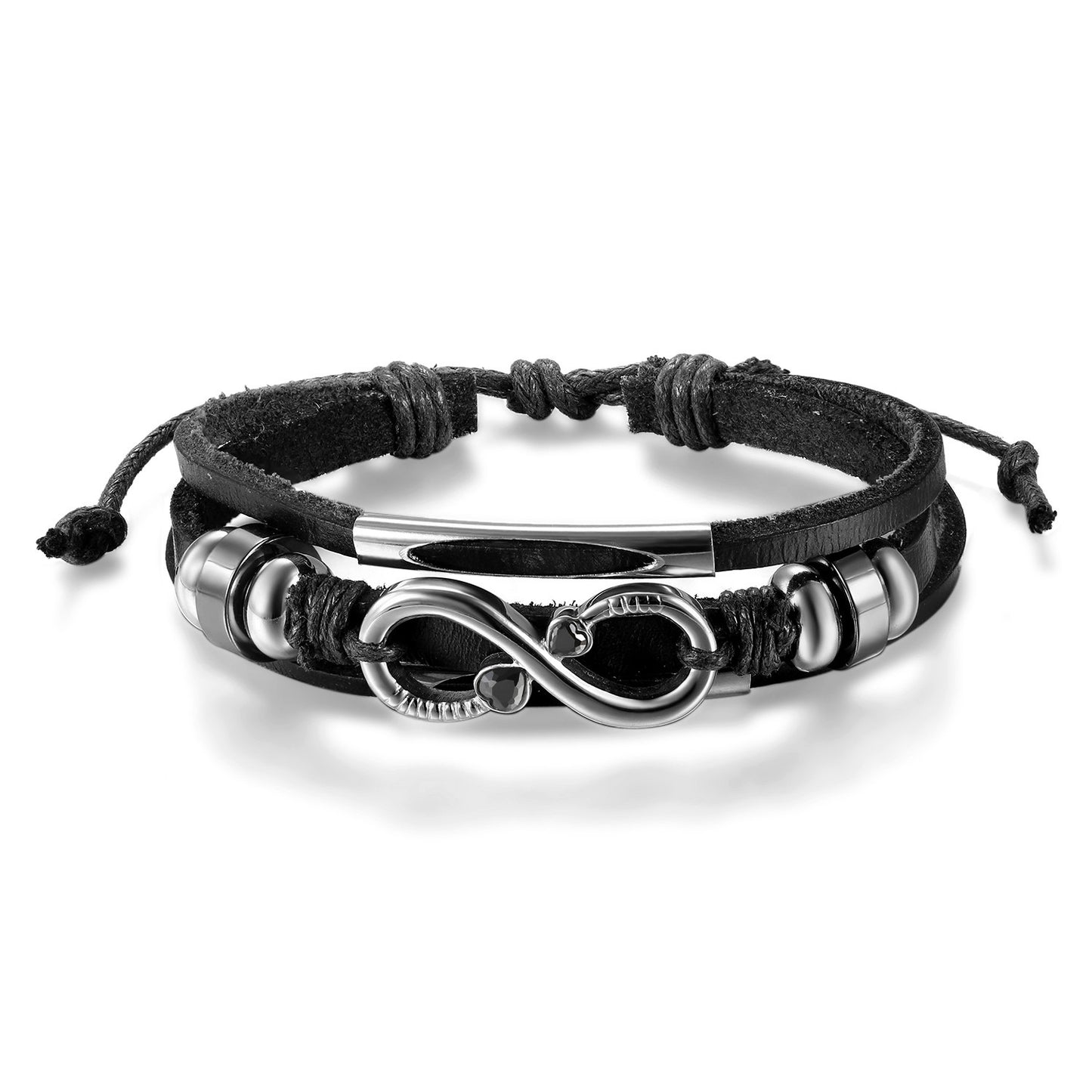 Boniskiss Infinity Leather Bracelet Wrist Wraps Braided Cuff Bangle