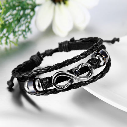Boniskiss Infinity Bracelet Leather Wrist Wraps Braided Cuff Bangle