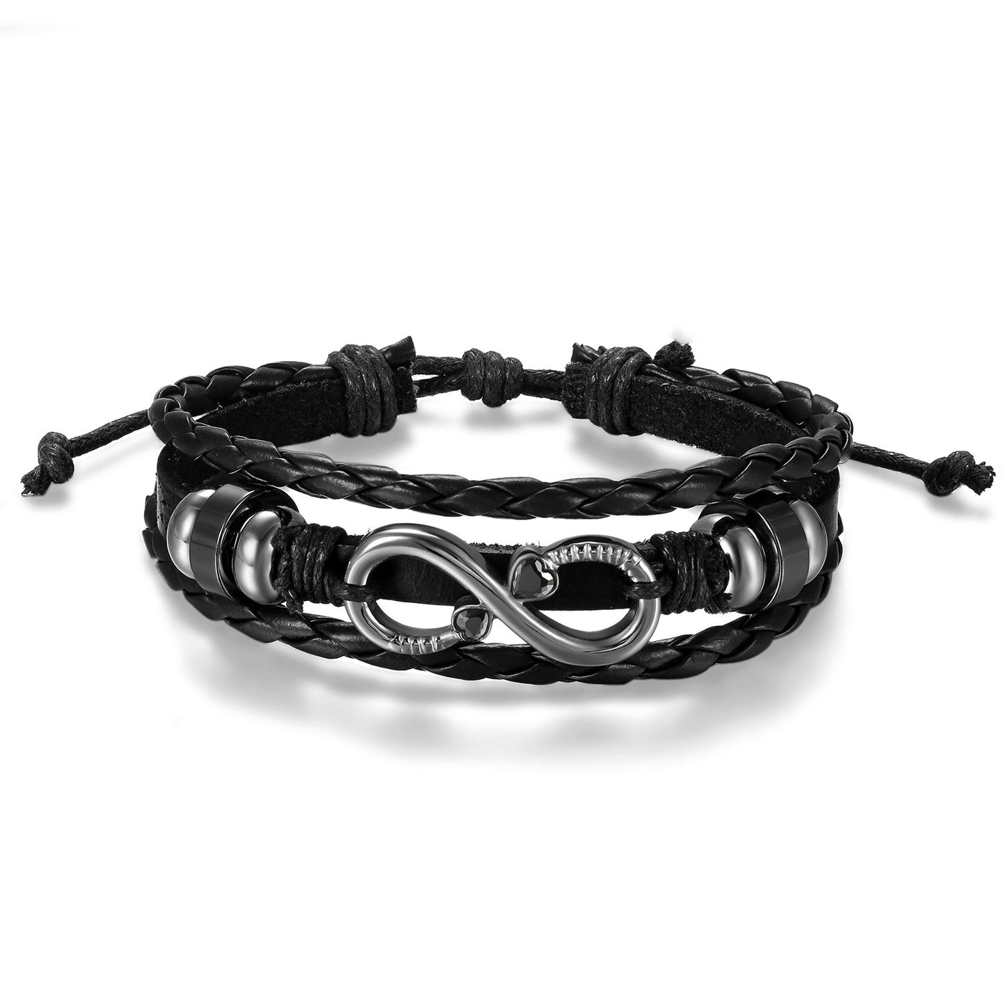 Boniskiss Infinity Bracelet Leather Wrist Wraps Braided Cuff Bangle