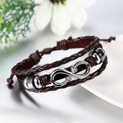 Boniskiss Infinity Bracelet Leather Wrist Wraps Braided Cuff Bangle