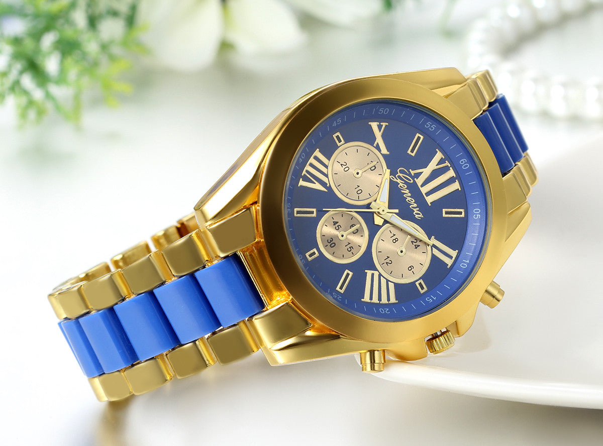 Boniskiss Birthday Gift Men's Roman Numbers Dial Two-Tone Stainless Steel Dress Watch