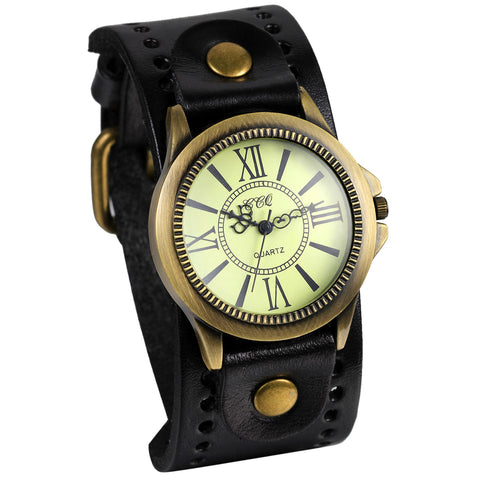 Boniskiss Leather Band Wtach with Roman Number