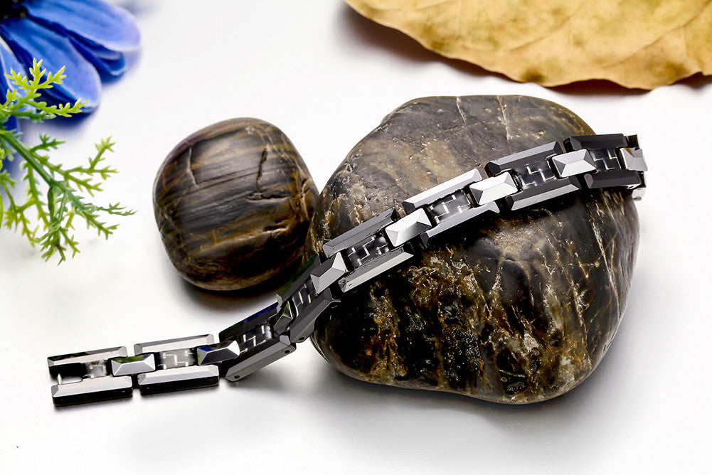 Boniskiss Ceramic Stainless Steel Carbon Fiber Bracelet